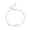 Wholesale Women's S925 Sterling Silver Natural Freshwater Pearl Geometric Style Bracelet With Electroplating