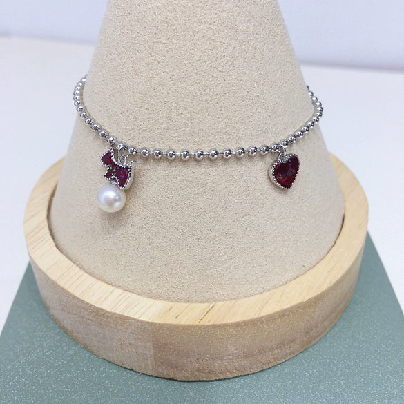 Wholesale Women's S925 Sterling Silver Natural Freshwater Seedless Pearl Bracelet In Rice And Water Drop Shapes