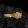 Wholesale Women's S925 Sterling Silver Natural Opal Geometric Ring Set With Gemstones