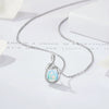 Wholesale Women's S925 Sterling Silver Natural Opal Minimalist Geometric Drop Shape Necklace Set With Zirconia