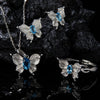 Wholesale Women's S925 Sterling Silver Natural Topaz Color Double Three Dimensional Butterfly Design Ring Set With Gems