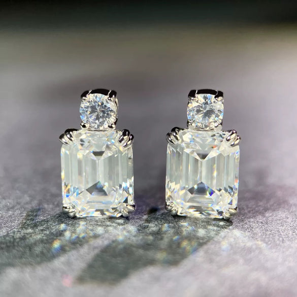 Wholesale Women's S925 Sterling Silver Necklace With Aquamarine Zircon And High Carbon Diamond Geometric Style Emerald Cut Pendant Ochain Electroplated