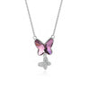 Wholesale Women's S925 Sterling Silver Necklace With Butterfly And Bow Pattern And Austrian Crystal Pendant Ochain