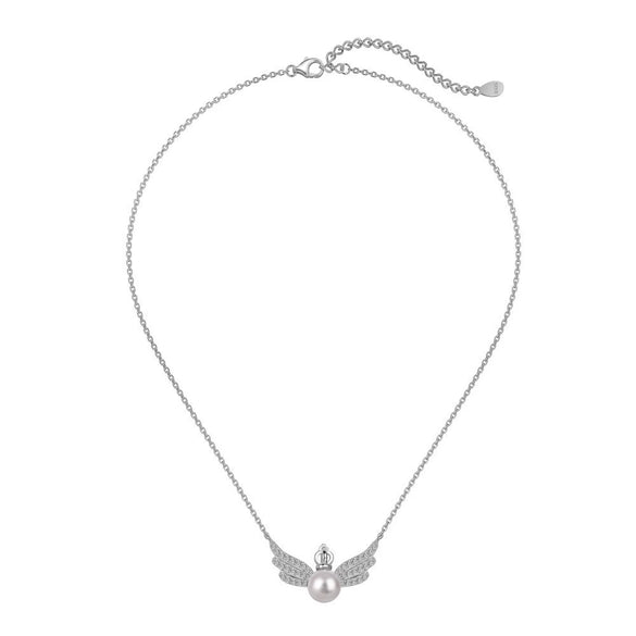 Wholesale Women's S925 Sterling Silver Necklace With Crown Wings Design And Zircon Inlaid Electroplated