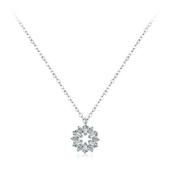 Wholesale Women's S925 Sterling Silver Necklace With Flower Pattern And Cross Chain Seiko Crafted
