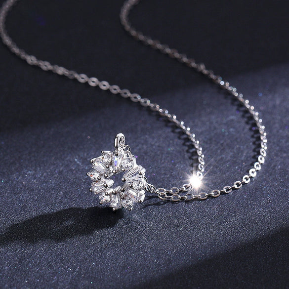Wholesale Women's S925 Sterling Silver Necklace With Flower Pattern And Cross Chain Seiko Crafted