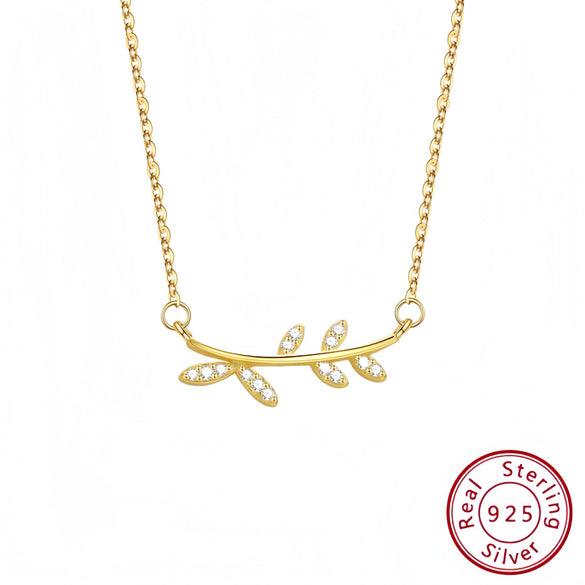 Wholesale Women's S925 Sterling Silver Necklace With Leaf Branch Pendant Jewelry