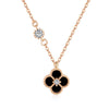 Wholesale Women's S925 Sterling Silver Necklace With Mixed Gemstone Inlay Four Leaf Clover Pendant Electroplated Cross Chain Style