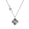 Wholesale Women's S925 Sterling Silver Necklace With Mixed Gemstone Inlay Four Leaf Clover Pendant Electroplated Cross Chain Style