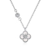 Wholesale Women's S925 Sterling Silver Necklace With Mixed Gemstone Inlay Four Leaf Clover Pendant Electroplated Cross Chain Style