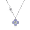 Wholesale Women's S925 Sterling Silver Necklace With Mixed Gemstone Inlay Four Leaf Clover Pendant Electroplated Cross Chain Style