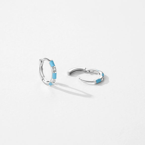 Wholesale Women's S925 Sterling Silver Niche Geometric Fresh Enamel Zircon Earrings With Dripping Glue Treatment