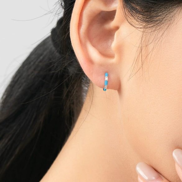 Wholesale Women's S925 Sterling Silver Niche Geometric Fresh Enamel Zircon Earrings With Dripping Glue Treatment