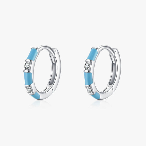 Wholesale Women's S925 Sterling Silver Niche Geometric Fresh Enamel Zircon Earrings With Dripping Glue Treatment