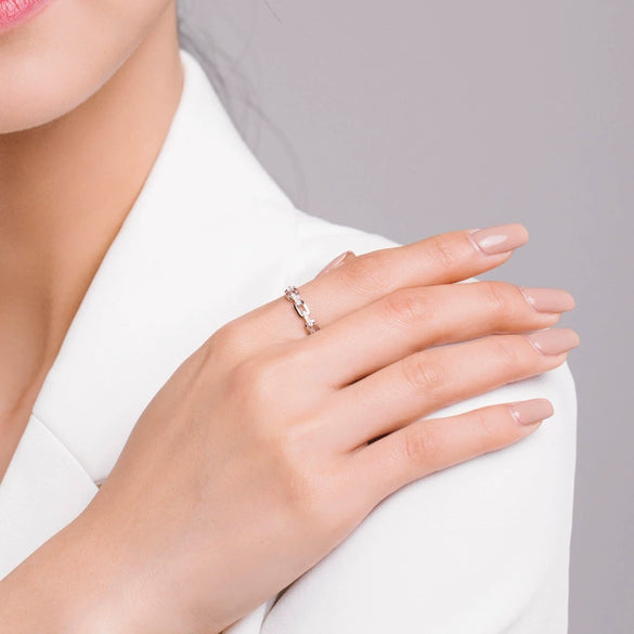 Wholesale Women's S925 Sterling Silver Niche Hollow Geometric Design Index Finger Ring Jewelry With Seiko Treatment