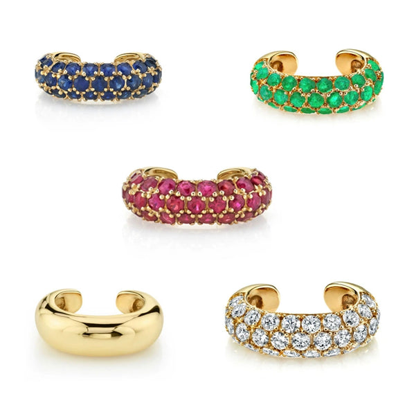 Wholesale Women's S925 Sterling Silver Nonmainstream Ear Buckle Ear Clip With Multidiamond And Geometric Rainbow Moon Glosse Design Electroplated