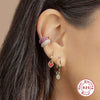 Wholesale Women's S925 Sterling Silver Nonmainstream Ear Buckle Ear Clip With Multidiamond And Geometric Rainbow Moon Glosse Design Electroplated