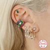 Wholesale Women's S925 Sterling Silver Nonmainstream Ear Buckle Ear Clip With Multidiamond And Geometric Rainbow Moon Glosse Design Electroplated
