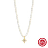Wholesale Women's S925 Sterling Silver Octagonal Star Devil's Eye Snake Moon Diamond Pearl Inlaid Clavicle Necklace With Geometric Pattern