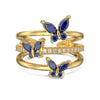 Wholesale Women's S925 Sterling Silver Open Ring With Butterfly Zircon Inlaid Animal And Geometric Pattern Electroplated