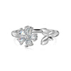 Wholesale Women's S925 Sterling Silver Open Ring With Peach Blossom And Zircon Inlaid In Butterfly Shape Geometric Pattern Electroplated