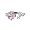 Wholesale Women's S925 Sterling Silver Open Ring With Peach Blossom And Zircon Inlaid In Butterfly Shape Geometric Pattern Electroplated
