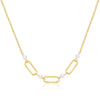 Wholesale Women's S925 Sterling Silver Oval Hollow Pearl Necklace With O Chain And Geometric Design Electroplated
