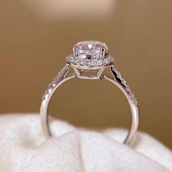 Wholesale Women's S925 Sterling Silver Oval Pigeon Egg Zircon Ring With Polished Electroplating And Simple Design