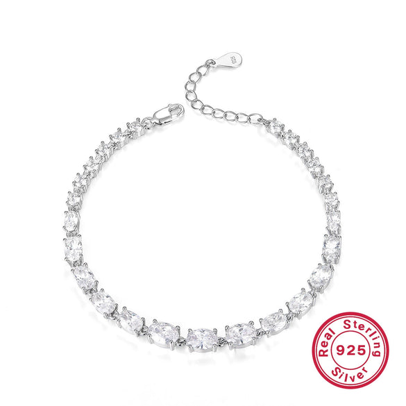 Wholesale Women's S925 Sterling Silver Oval Zircon Inlaid Bracelet Light Luxury Geometry Style