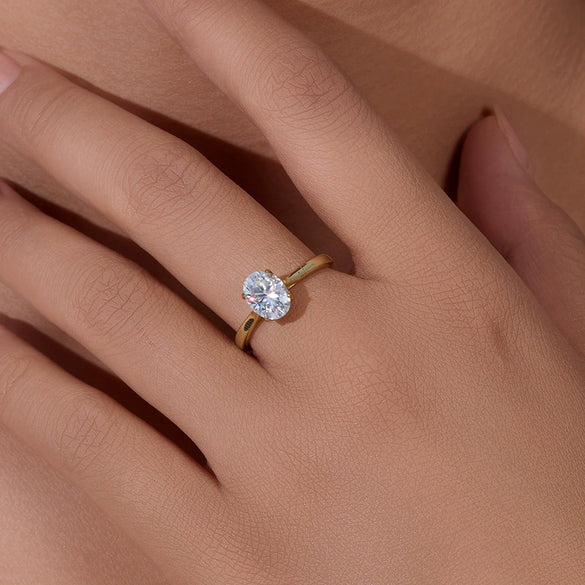 Wholesale Women's S925 Sterling Silver Oval Zircon Simulated Diamond Geometric Ring