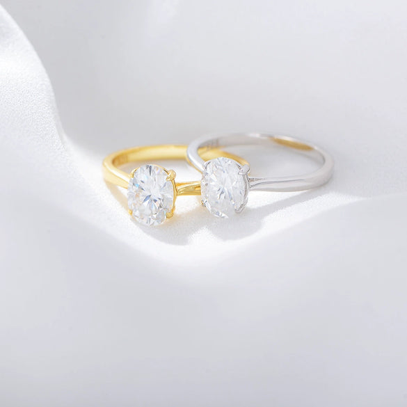 Wholesale Women's S925 Sterling Silver Oval Zircon Simulated Diamond Geometric Ring