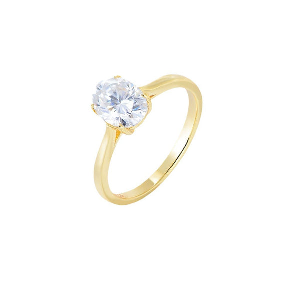 Wholesale Women's S925 Sterling Silver Oval Zircon Simulated Diamond Geometric Ring