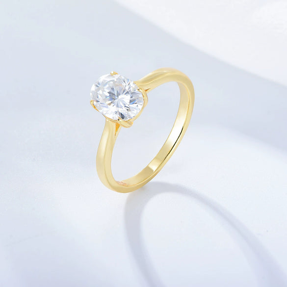 Wholesale Women's S925 Sterling Silver Oval Zircon Simulated Diamond Geometric Ring