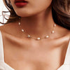 Wholesale Women's S925 Sterling Silver Pearl Chain Necklace With Starfish Pendant Geometric Design Electroplated