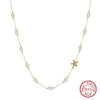 Wholesale Women's S925 Sterling Silver Pearl Chain Necklace With Starfish Pendant Geometric Design Electroplated