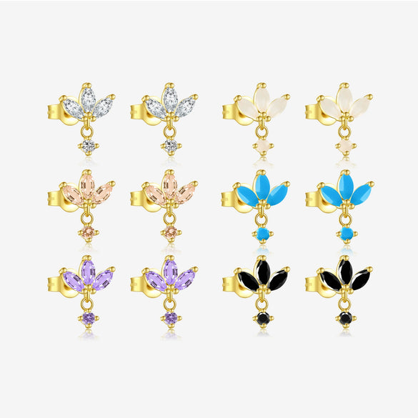 Wholesale Women's S925 Sterling Silver Pearl Flower Earrings With Baking Paint And Platinum Or 18K Gold Electroplating