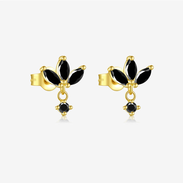 Wholesale Women's S925 Sterling Silver Pearl Flower Earrings With Baking Paint And Platinum Or 18K Gold Electroplating