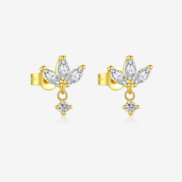 Wholesale Women's S925 Sterling Silver Pearl Flower Earrings With Baking Paint And Platinum Or 18K Gold Electroplating