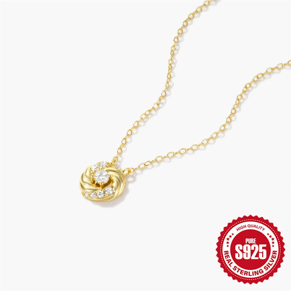Wholesale Women's S925 Sterling Silver Petal Dancing Ring Pendant Necklace With Geometric Shape And Electroplating Design Clavicle Chain