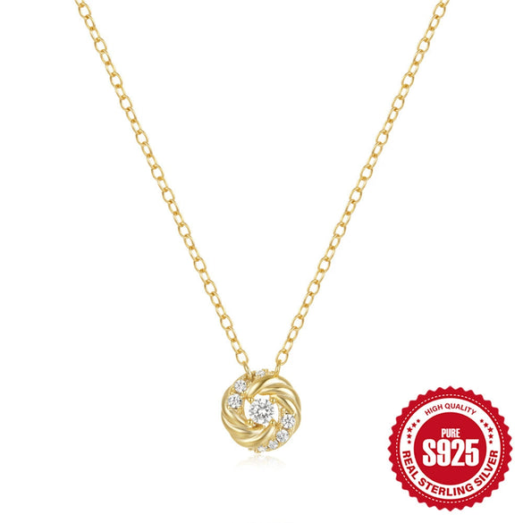 Wholesale Women's S925 Sterling Silver Petal Dancing Ring Pendant Necklace With Geometric Shape And Electroplating Design Clavicle Chain