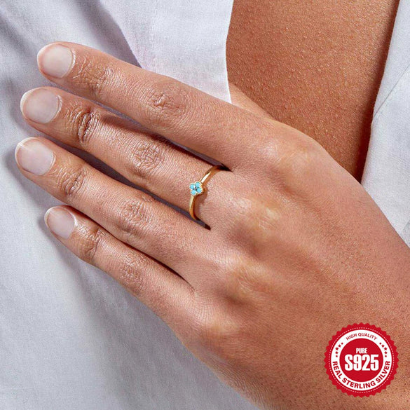 Wholesale Women's S925 Sterling Silver Petal Geometric Wedding Band Engagement Ring With Electroplating