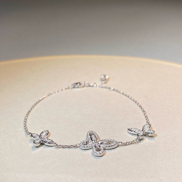 Wholesale Women's S925 Sterling Silver Phantom Butterfly Bow Electroplated Allmatch Bracelet