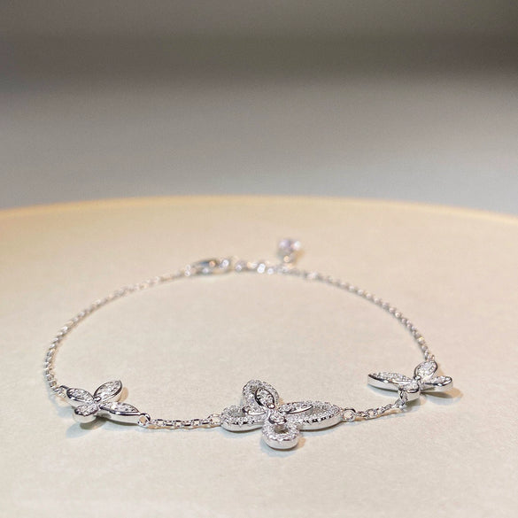 Wholesale Women's S925 Sterling Silver Phantom Butterfly Bow Electroplated Allmatch Bracelet