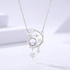 Wholesale Women's S925 Sterling Silver Rabbit And Zodiac Inlaid Necklace With Cross Chain