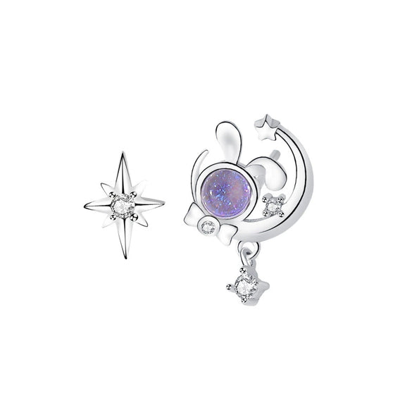 Wholesale Women's S925 Sterling Silver Rabbit And Zodiac Inlaid Necklace With Cross Chain