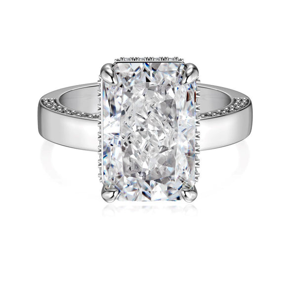 Wholesale Women's S925 Sterling Silver Rectangular Geometric Design Ice Cut Zircon Electroplated Ring