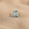 Wholesale Women's S925 Sterling Silver Rectangular Sea Blue Zircon Diamond Ring Geometric Style Electroplated