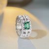 Wholesale Women's S925 Sterling Silver Ring Emerald Cut Electroplated With High Carbon Diamond