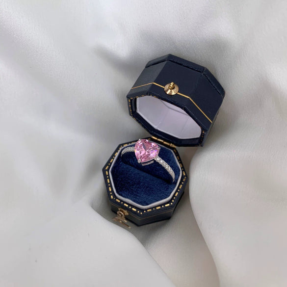 Wholesale Women's S925 Sterling Silver Ring Geometric Bow Heart Shaped With Zircon Electroplated