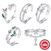 Wholesale Women's S925 Sterling Silver Ring With Colorful Zircon Inlaid Flower Design Opening Adjustable Electroplated